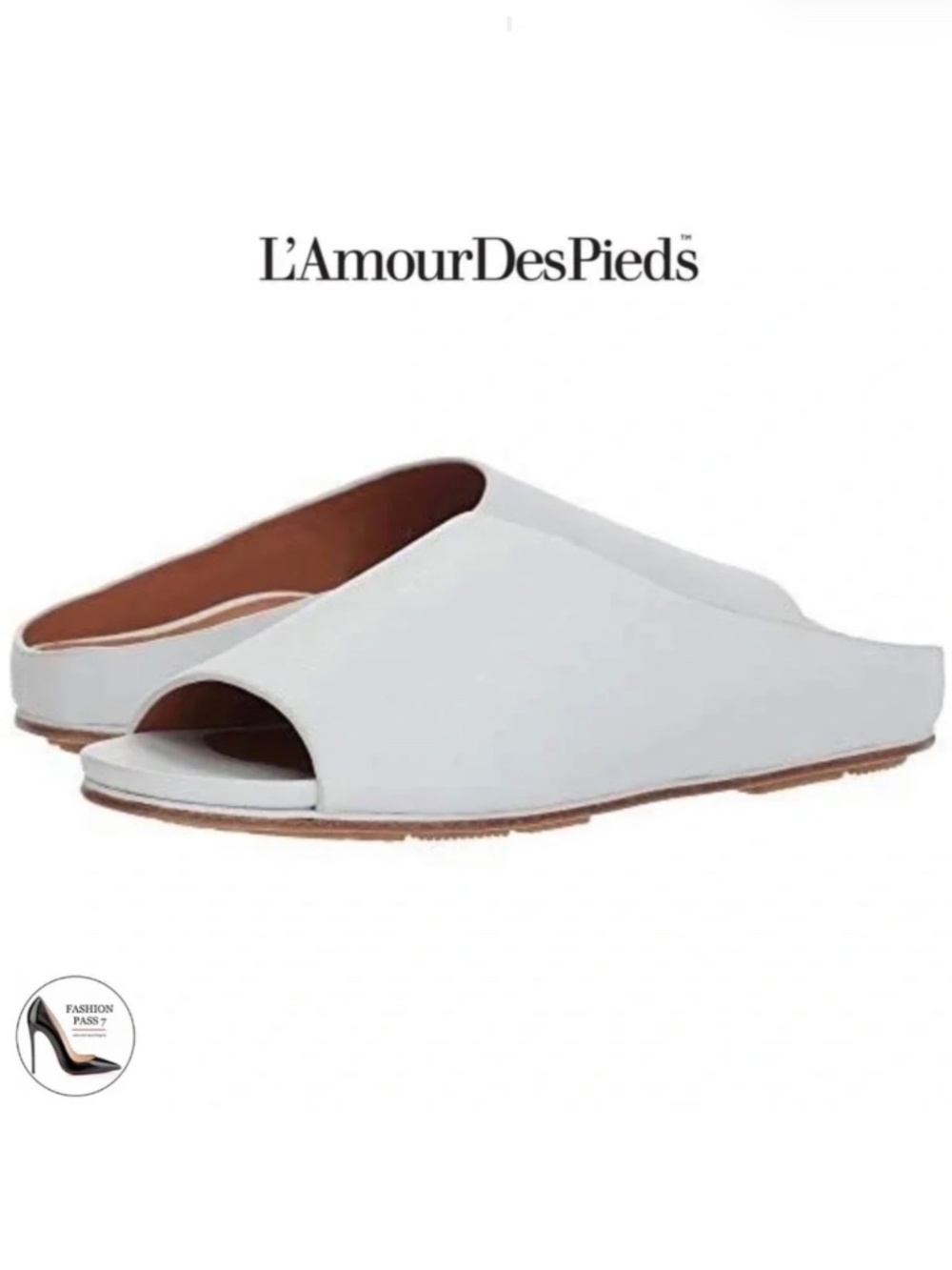 L'Amour Des Pieds DIJONE White Leather Slide Mule Sandals Comfortable Flat Shoes